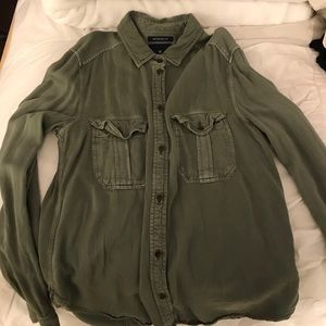 American Eagle navy button up/ over shirt